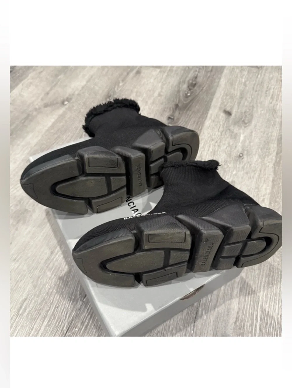 Balenciaga Black Knit Fleece Collar Sock Sneakers